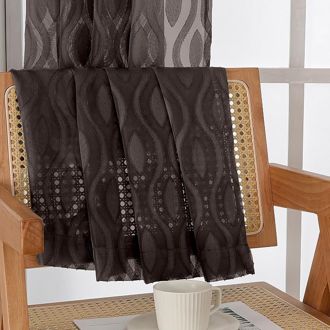 Aiyufeng Sheer Brown Curtains 54 Inch Length 2 Panels - Image 9