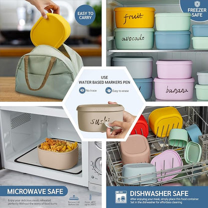 ISSEVE 12Pcs/Set Nesting Silicone Food Storage Containers - Image 6