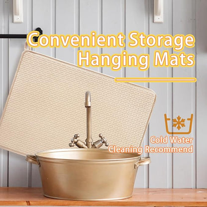 2 Pcs XXL Dish Drying Mats, Absorbent Microfiber Drainer Mat, Large Size 24×17" - Image 5