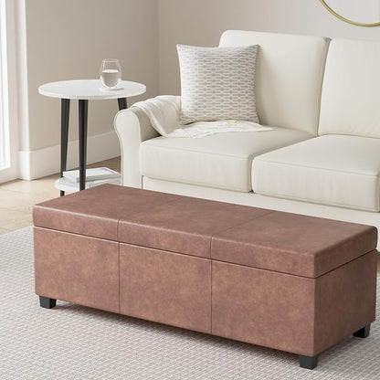 SIMPLIHOME Avalon 48 inch Wide Contemporary Rectangle Storage Ottoman Bench in - Image 2