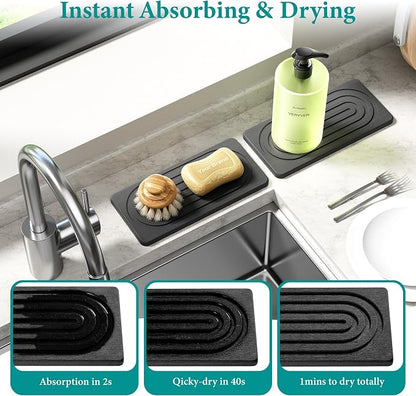 Water Absorbing Stone Tray, Quick Drying Diatomite Bathroom Tray Countertop - Image 3