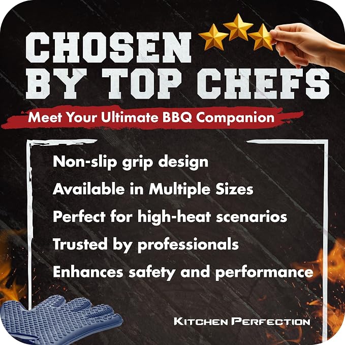 KITCHEN PERFECTION S Silicone Smoker Oven Gloves -Extreme Heat Resistant BBQ - Image 6