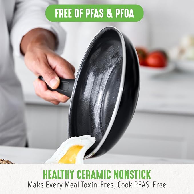 GreenLife 16 Piece Nonstick Cookware Set, Soft Grip Non-Toxic PFAS-Free Ceramic - Image 2