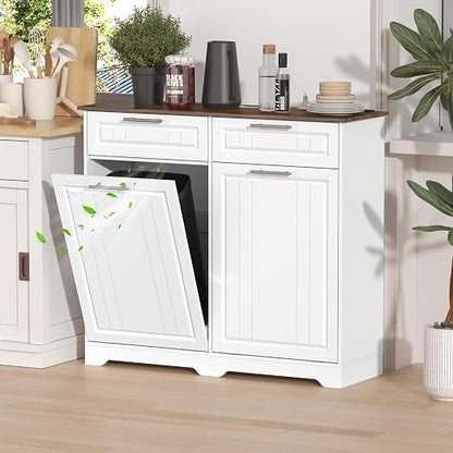 Double 10 Gallon Tilt Out Trash Can Cabinet - Image 9
