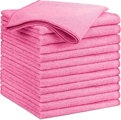 GLIMGLINT Pink Microfiber Cleaning Cloth, 12 Pack Cleaning Towels by Unknown