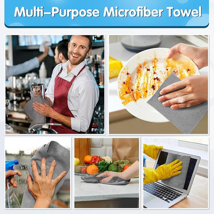 FIXSMITH Grey Microfiber Cleaning Cloth, Reusable Shop Towels, Microfiber Towels - Image 6