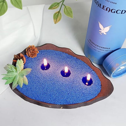 Salvia Scented Blue Pearled Candle 18oz Luxury Sand Candle Granulated Wax - Image 6