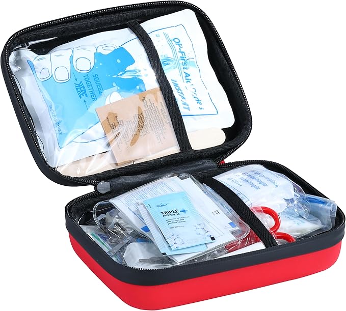 Breakwater Supply™ First Aid Kit for Car, Home, Office, Travel, Dorm, Businesses, 101 Piece HSA FSA Household & AirBNB Essentials Medical Kit & Emergency Supplies with Ice Pack + Waterproof Case Red