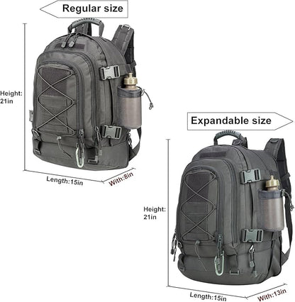 Large Tactical Backpack for Men Military Backpack with DIY System for Travel, Work,Camping,Hunting,Hiking,Sports (GRAY)