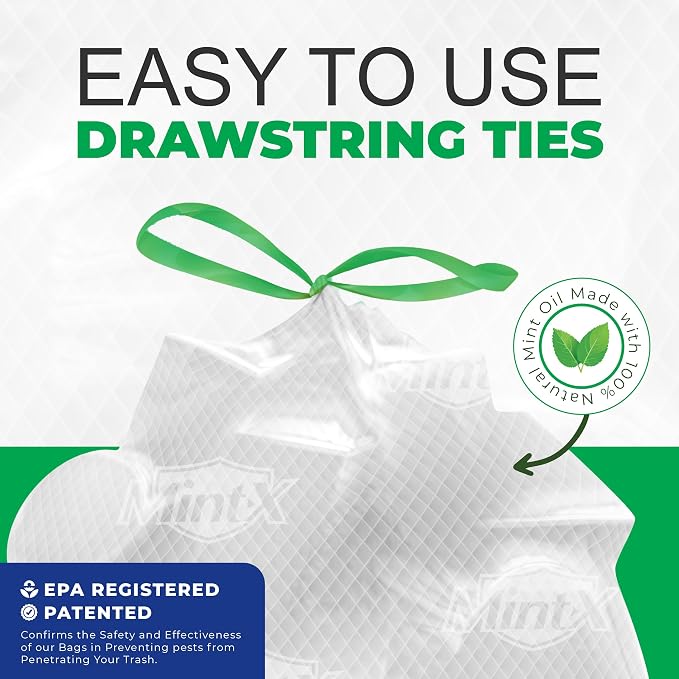 Mint-X MintFlex Rodent Repellent Trash Bags, Tall Kitchen Drawstring Bags - Image 2