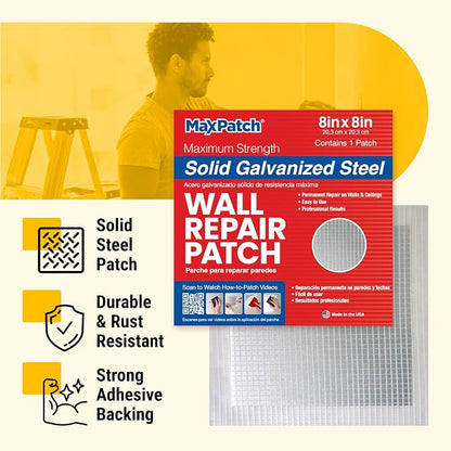 MaxPatch® 4 in. x 4 in. Solid Metal Self-Adhesive Wall Repair Patch – Durable - Image 3