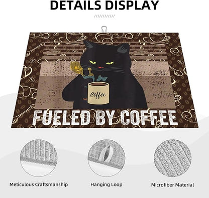 Vintage Cat Dish Drying Mat for Kitchen Counter Absorbent Reversible Retro - Image 3