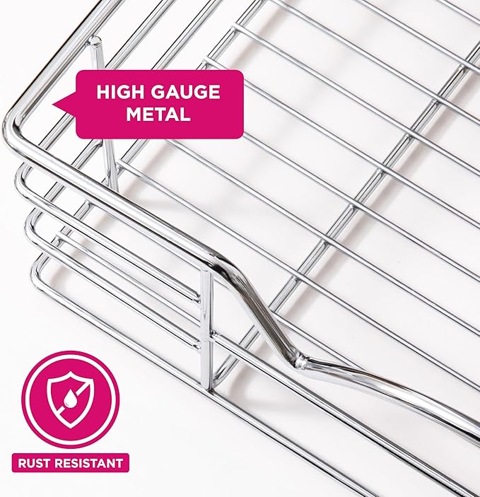 HOLDN’ STORAGE Heavy-Duty Premium Collection Pull Out Cabinet Organizer, Cabinet Drawer Slide Outs, Lifetime Limited Warranty - Basket Size 22" W x 21" D x 5" H, Anti-Rust Chrome Finish