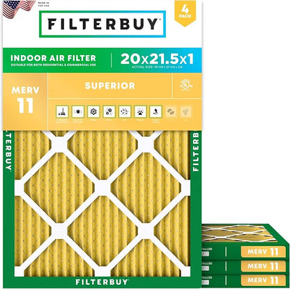 Filterbuy 20x21.5x1 Air Filter MERV 11 Allergen Defense Replacement, by Filterbuy