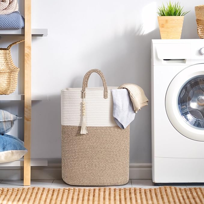 65L Woven Laundry Basket for Clothes, Large Rectangle Laundry Hampers - Image 2