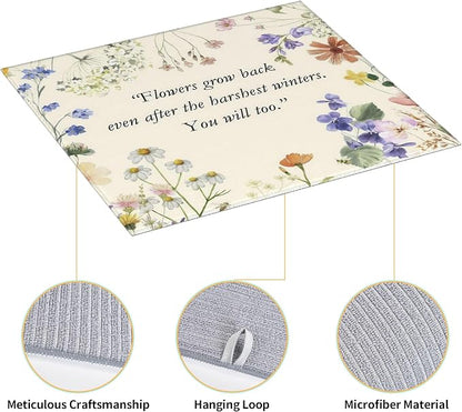 Inspirational Flower Language Dish Drying Mat 16x18 Inch, Microfiber Absorbent - Image 3