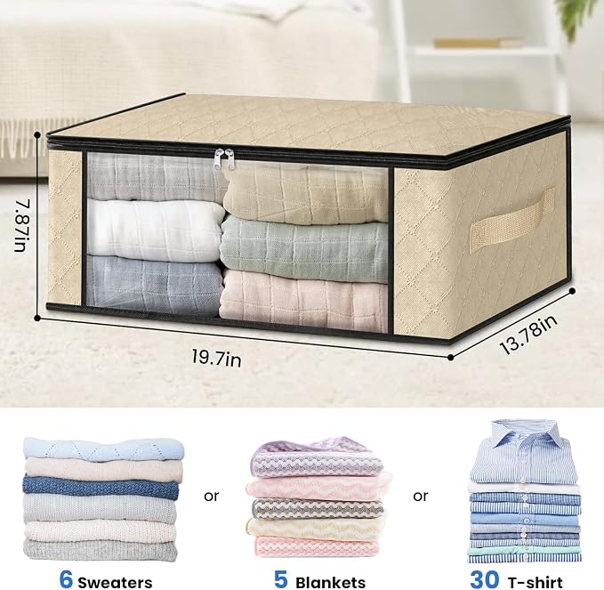 HomeHacks Storage 4-Pack Clothes Organizer Storage Bags Foldable Storage Box - Image 2