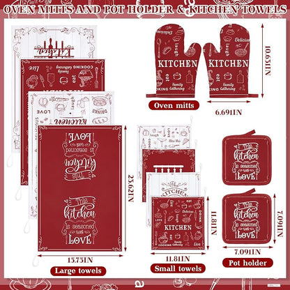 Bencailor 12 Pcs Farmhouse Kitchen Decor and Accessories Sets 4 Red Kitchen - Image 3