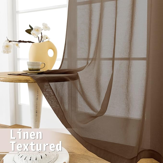 Tollpiz Sheer Curtains Closet Linen Textured Curtain Sheers Doorway Light - Image 4