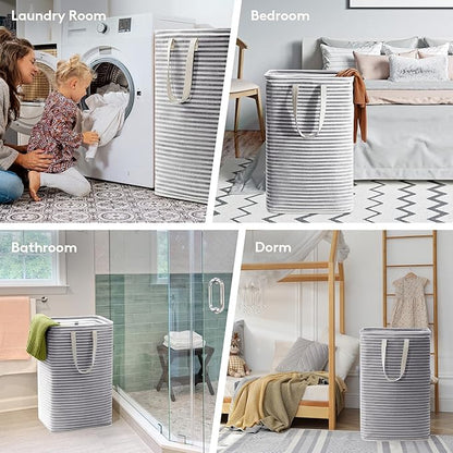 Lifewit Laundry Hamper Large Collapsible Laundry Basket, Freestanding Waterproof Clothes Hamper Storage with Easy Carry Handles for Clothes in Bedroom Bathroom College Dorm for Adults, Black, 80L