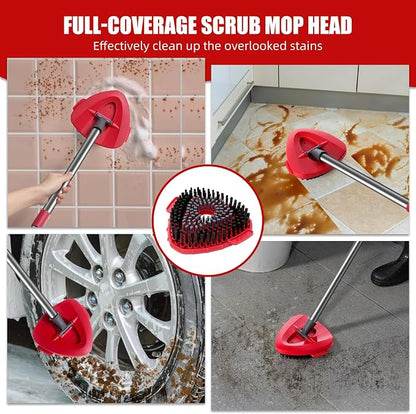 2 Pcs Full-Coverage Spin Mop Scrub Brush Head and 1 Mop Base Part Replacement - Image 7