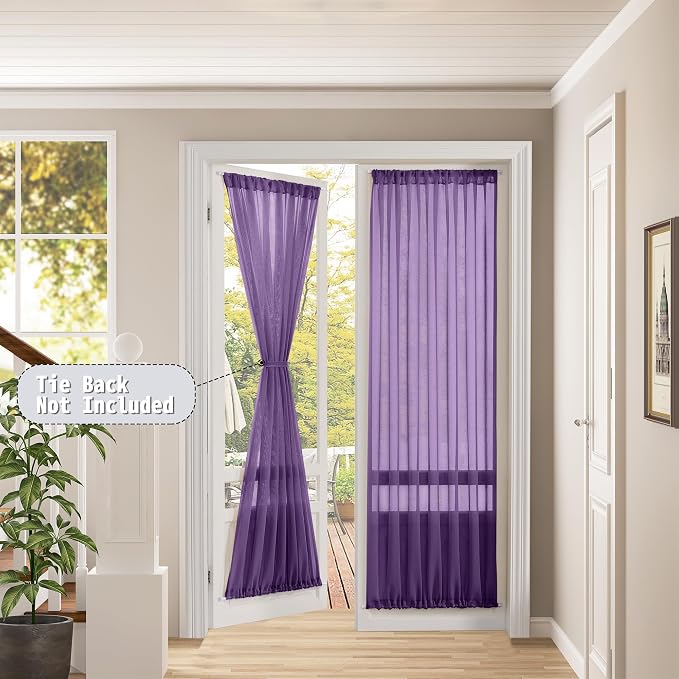 Tollpiz Sheer Door Curtains Closet Linen Textured Curtains Sheer Doorway Light - Image 2