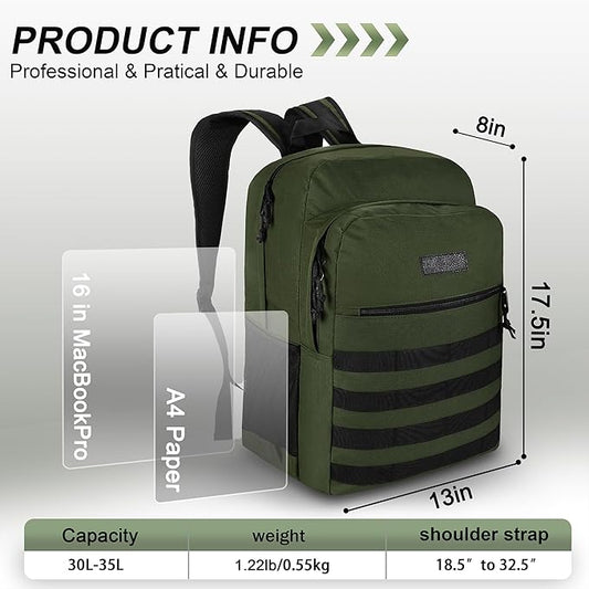 Wrangler Tradesman Backpack, Water Resistant Casual Daypack for Travel Work School, Unisex Laptop Backpack with Notebook Sleeve