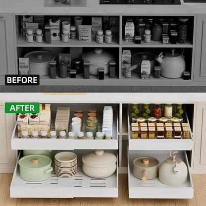 PAKETA 4 Pack Expandable Pull Out Cabinet Organizer, Upgrade 3 Slide Rails - Image 3