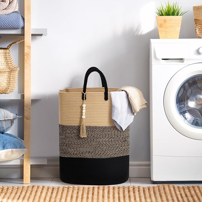 Woven Laundry Basket for Clothes, 80 L Large Rectangle Laundry Hampers - Image 2