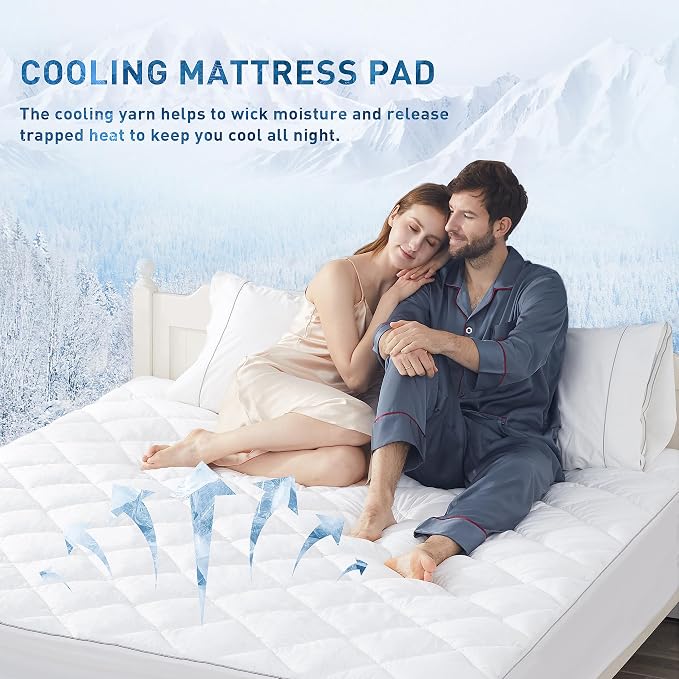 Sunflower Cooling Quilted Queen Mattress Protector, Mattress Pad Queen Chill - Image 3