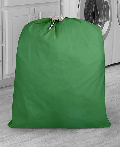 Urban Villa Laundry Bag Canvas|Dirty Clothes Travel Laundry Bag|Machine Washable|Reusable College Hostel Hamper Liner Bag for Garments Delicates Drawstring Closure 4 Pack Green Color|Size 28X36 Inches