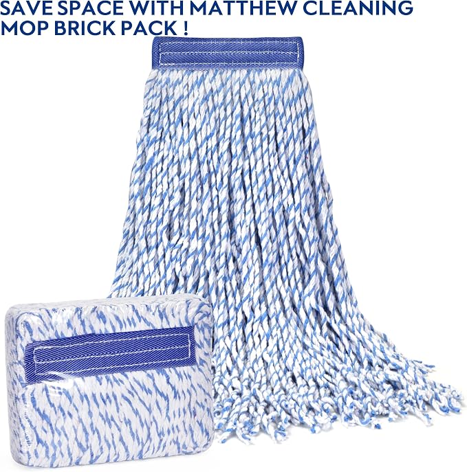 Matthew Cleaning Looped-Open Cotton Wet Mop 1.25'' Universal Headband Heavy - Image 4