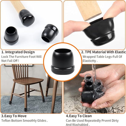 Ezprotekt 24 Pcs Black Chair Leg Sliders - Image 6