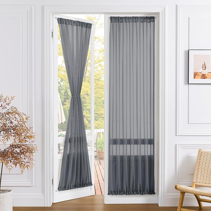 Tollpiz Sheer Door Curtain Closet Linen Textured Curtain Sheers Doorway Light by Tollpiz