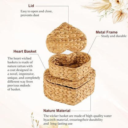 Set of 2 Heart Wicker Storage Bins - Image 5