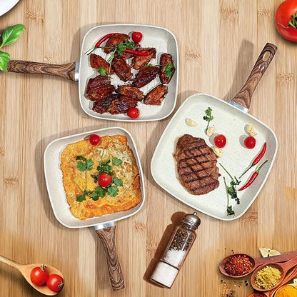 NEWBULIG 3-Piece Nonstick Grill Pan Set, Square Griddle Pans - Image 7