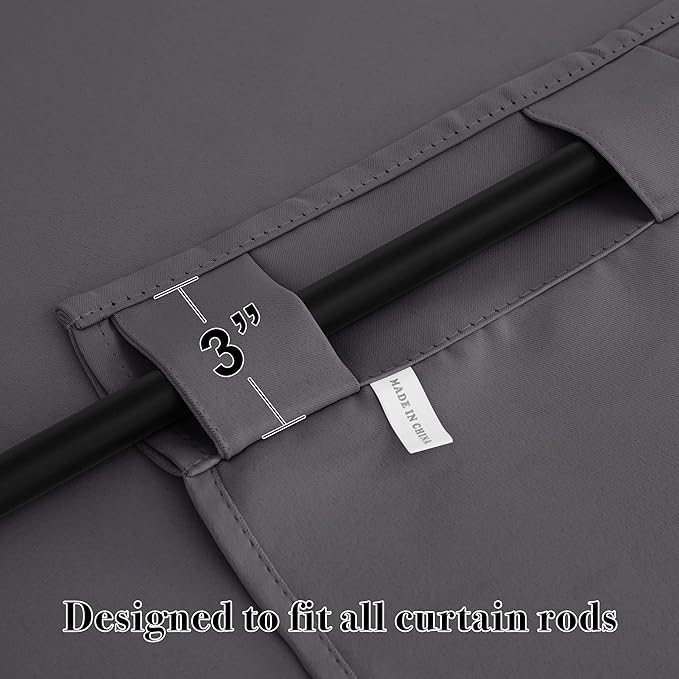 RYB HOME Blackout Curtains for Bedroom - Thermal Insulated Light Block Window Curtains, Back Tab Top Kitchen Drape Panels, Wide 42 x Long 45, Grey, 1 Pair