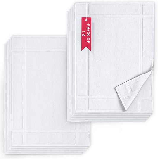 Pearl Linens Pack of 12 100% Cotton Bath Mat 18x25 inches, Soft & Absorbent by PearlLinens