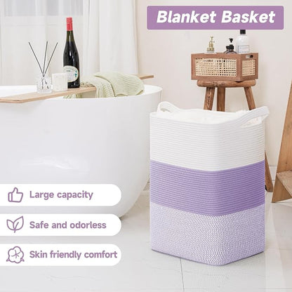 CLHMILY&Z 75L Laundry Basket Rectangular Lavender Rope - Image 5