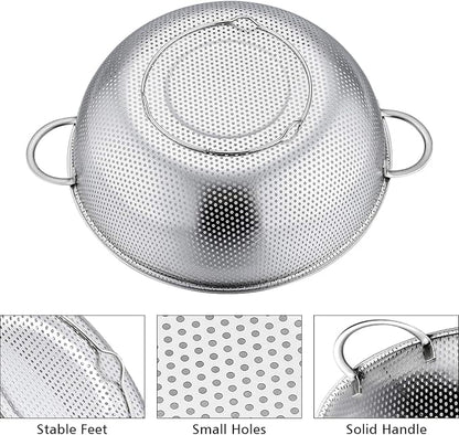 P&P CHEF Colander Set of 3, Stainless Steel Micro-Perforated Colanders Strainers - Image 3