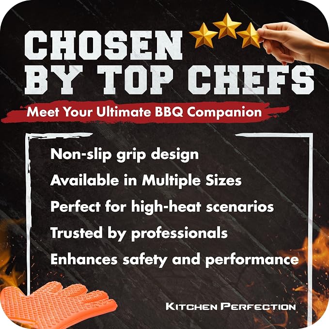 KITCHEN PERFECTION XL Silicone Smoker Oven Gloves-Extreme Heat Resistant BBQ - Image 6