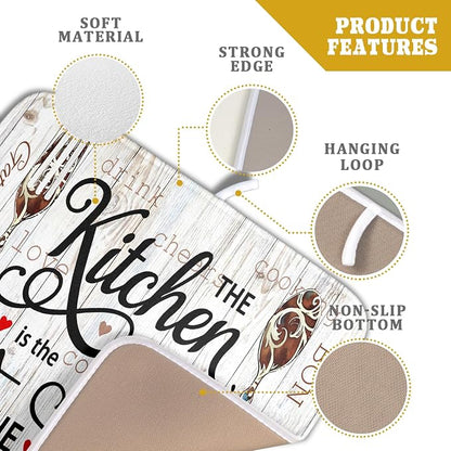 Giwawa 16"x18" Dish Drying Mat The Kitchen is The Heart of The Home- Knife Fork - Image 4