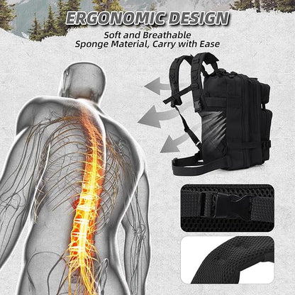 Small Military Tactical Backpack, 30L Tactical Assault Bag for Men, Army Assault Rucksack GYM Hiking Backpack Bug Out Bag Black