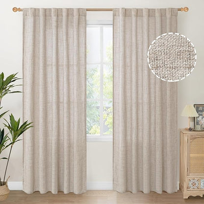 YoungsTex Natural Linen Curtains 84 Inches by YoungsTex