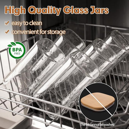 Moretoes 6 Pack 1.2qt Square Glass Storage Containers - Image 4