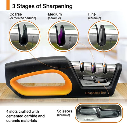 RESPECTED BRO 4-in-1 Knife and Scissors Sharpener, Premium Kitchen Knife - Image 4