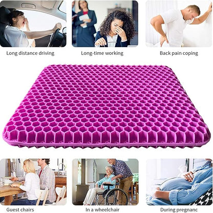 Gel Seat Cushion, Office Seat Cushion Chair Pads for Office Home Car Wheelchair Long Trips - Extra Large Gel Cushion for Pressure Sores, Tailbone, Back, Sciatica Pain Relief (Extra Large, Violet)
