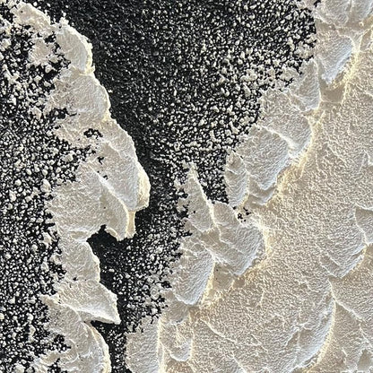 NANKAI Handcrafted Thick Texture Black and White Abstract Canvas Art Ocean Wave - Image 2