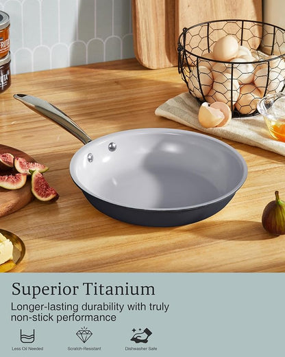 KITEXPERT Non Stick Frying Pans, Titanium Ceramic Skillet Set - Image 3