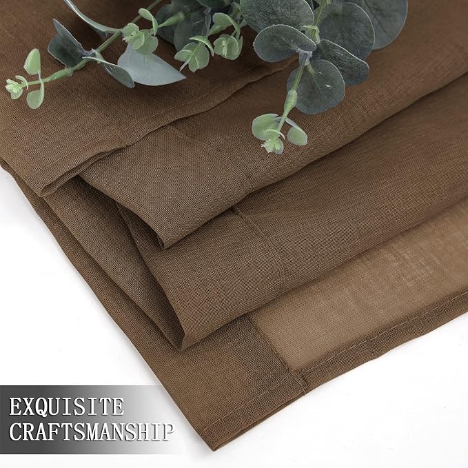 Tollpiz Sheer Curtain Linen Textured Bedroom Curtains Sheer Light Filtering Rod - Image 7